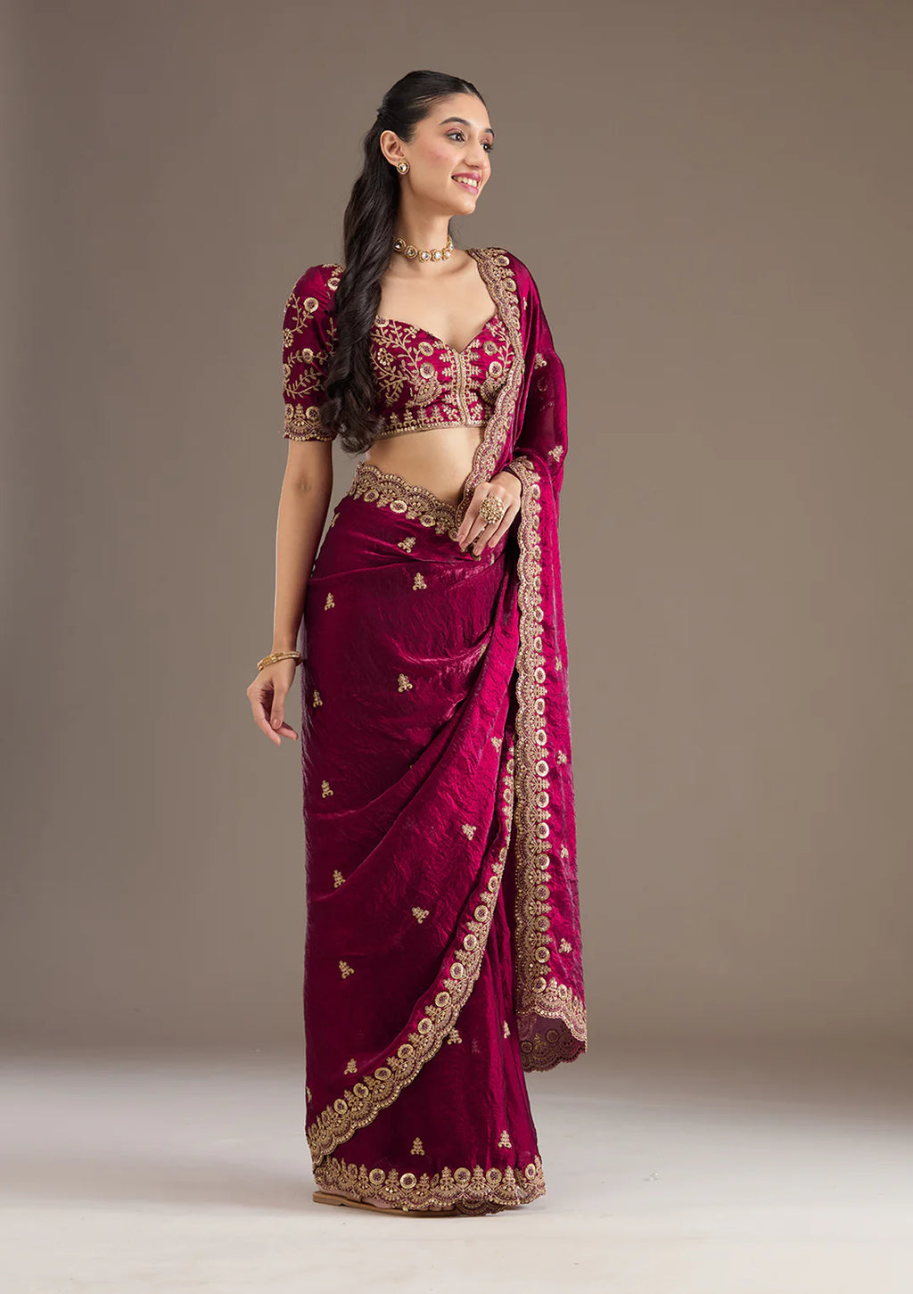 Maroon Zariwork Soft Silk Saree